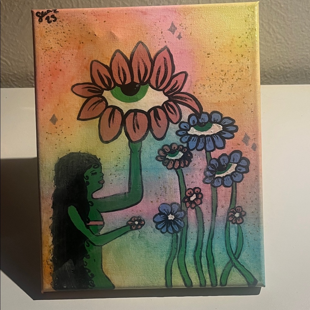 Colorful Abstract flower handmade Canvas Art